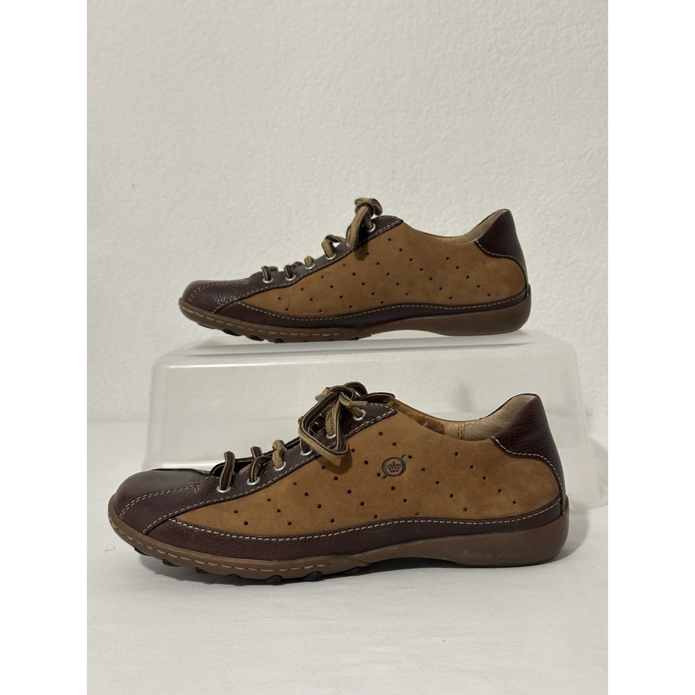 Born Hawkeye Brown Leather 2 Tone Oxford Lace Up Casual Comfort Shoe Womens Sz 8 - Picture 3 of 9